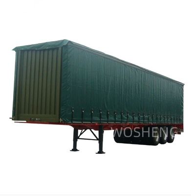 Wosheng 3 essieux vert 40 pieds 45 pieds PVC rideau côté semi-remorque 13T 16T BPW/FUWA essieu