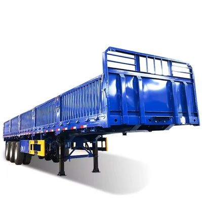 Semi-remorque de transport de marchandises en vrac en acier avec paroi latérale et suspension mécanique