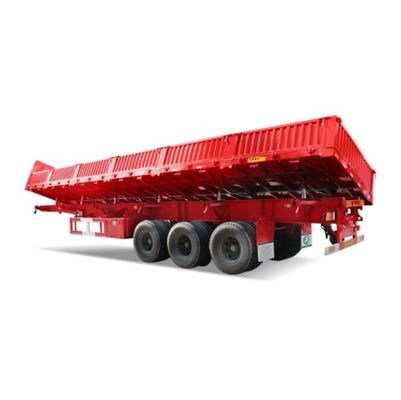Semi-remorque à décharge latérale à 3 essieux pour le transport de grains de sable et de pierre à 7 tonnes