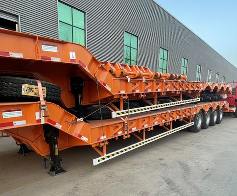 50 &quot; soudés sur plaque 3/4 axe camion chargeur bas bas bas lit semi-remorque pour excavatrice