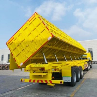 3 essieux de poids lourd en acier à bascule latéral Dump Semi-remorque pour le transport de marchandises Suspension aérienne
