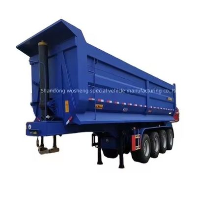 3 essieux 4 essieux hydraulique en forme de U, camion à semi-remorque arrière avec système de freinage à double ligne