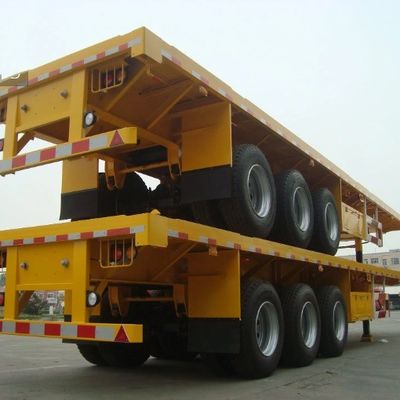 Semi-remorque à plat de 13 tonnes*3 essieux lourde pour le transport de conteneurs de 20 pieds 40 pieds