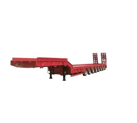 Requête de la clientèle Semi-remorque rouge à lit bas 3 essieux Téléchargeur à lit bas 60 tonnes Lowboy