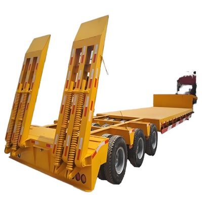 Semi-remorque à lit bas de 40 pieds 100 tonnes La meilleure option pour le transport de conteneurs et de pelles
