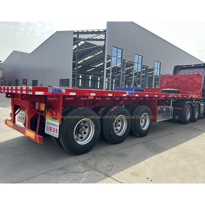 Trailers de camions 20 pieds 40 pieds conteneurs à lit plat semi-remorque avec système de freinage à double ligne