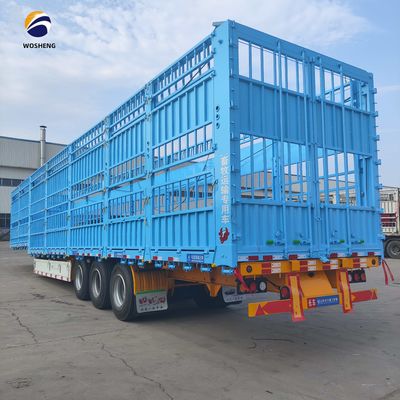 Semi-remorque haute clôture à 3 essieux 20-50T pour le bétail de vache de Wosheng