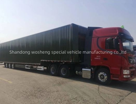 Wosheng 3 axes logistiques Van à demi-remorque à envergure de ailes avec pneus 12R22.5 et essieux 13T/16T