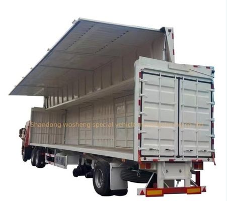 Semi-remorque Wosheng 3 essieu 30/40tons Logistique en portée d'aile Furgonnette ouverte Box camions remorques
