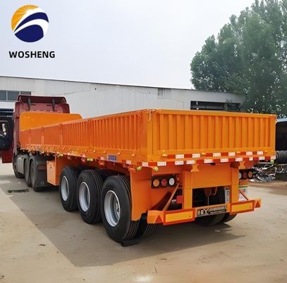 Qingdao Wosheng 3 axes camion-remorque avec 50 tonnes de charge utile et la paroi latérale en acier