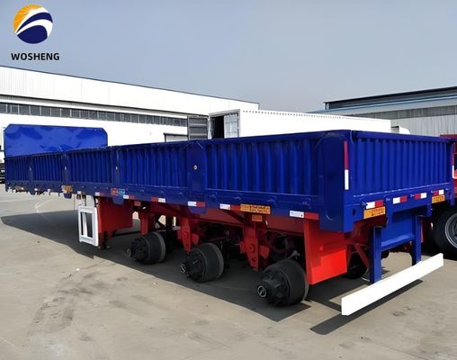 Qingdao Wosheng 3 axes camion-remorque avec 50 tonnes de charge utile et la paroi latérale en acier