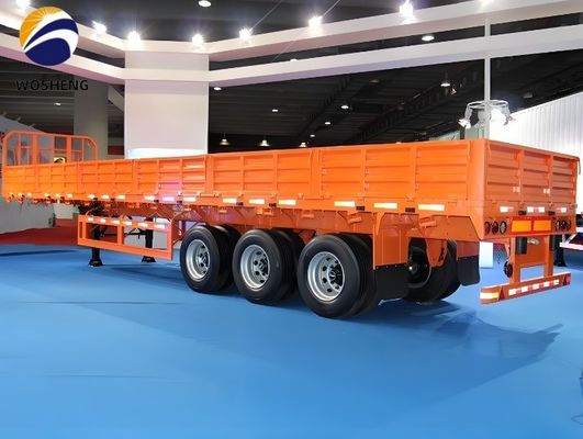 Qingdao Wosheng 3 axes camion-remorque avec 50 tonnes de charge utile et la paroi latérale en acier