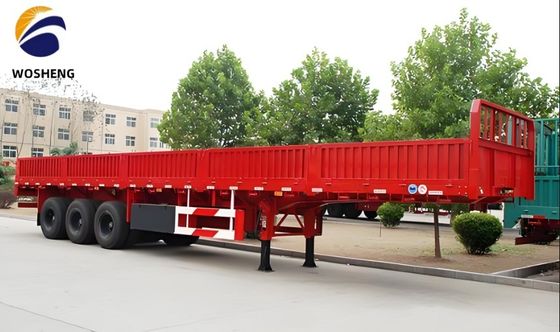 Qingdao Wosheng 3 axes camion-remorque avec 50 tonnes de charge utile et la paroi latérale en acier
