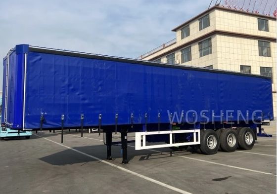 Personnalisé Wosheng 3 essieux 40ft 45ft rideau latéral semi-remorque avec PVC bâche imperméable