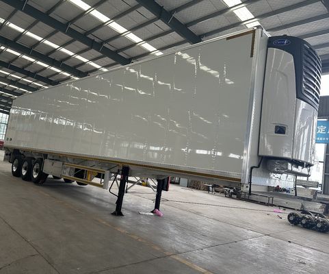 Boîte en acier à trois essieux à semi-remorque réfrigérée pour le transport de marchandises