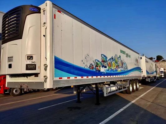 Boîte en acier à trois essieux à semi-remorque réfrigérée pour le transport de marchandises