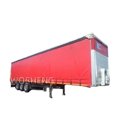 Camion 40-50 tonnes 3 essieux 40 pieds 45 pieds rideau rouge côté glissant semi-remorque avec bâton en PVC