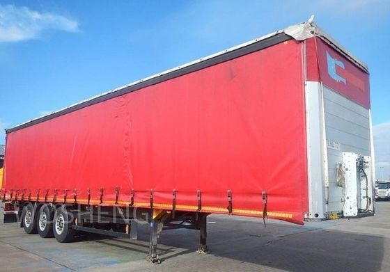 Camion 40-50 tonnes 3 essieux 40 pieds 45 pieds rideau rouge côté glissant semi-remorque avec bâton en PVC