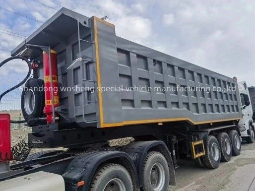 Trailers à roues Wosheng 3 essieux hydrauliques à déverrouillage arrière à déverrouillage semi-trucks à déverrouillage