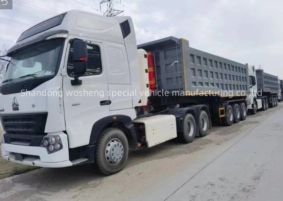 Trailers à roues Wosheng 3 essieux hydrauliques à déverrouillage arrière à déverrouillage semi-trucks à déverrouillage