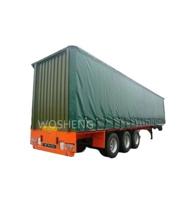 Semi-remorque Wosheng Durable 3 axes Vert 40 pieds 45 pieds PVC rideau côté camion livraison