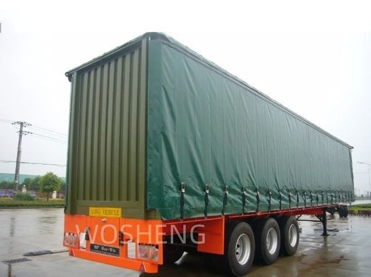 Semi-remorque Wosheng Durable 3 axes Vert 40 pieds 45 pieds PVC rideau côté camion livraison