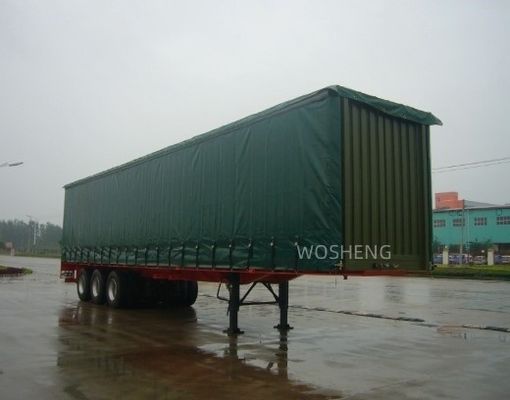 Semi-remorque Wosheng Durable 3 axes Vert 40 pieds 45 pieds PVC rideau côté camion livraison