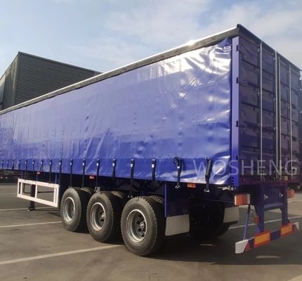 WABCO-ABS frein équipé de 3 essieux 40ft 45ft bleu rideau côté semi-remorque par Wosheng