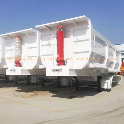 20 à 100 tonnes de semi-remorque hydraulique à décharge arrière pour le transport de grains de sable et de pierre