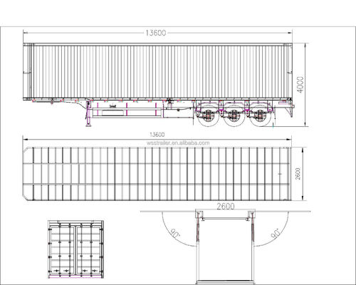 Pneus 12R22.5 12 unités Semi-remorque logistique en acier avec envergure d'ouverture
