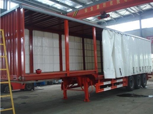 WS 3 essieux remorque de camion-fourgon transport de marchandises transport de bâches en PVC rideau coulissant latérale semi-remorque