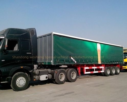 Semi-remorque en acier à charge maximale de 40 tonnes avec bâche en PVC personnalisable et volets roulants