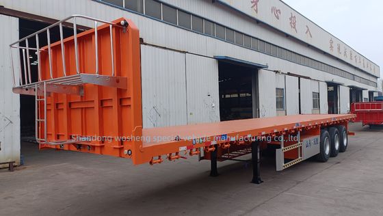Hauteur du faisceau principal 0,5 m 3 semi-remorque à essieu plat pour le transport de conteneurs de 20 pieds 40 pieds