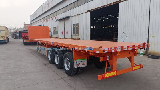 Hauteur du faisceau principal 0,5 m 3 semi-remorque à essieu plat pour le transport de conteneurs de 20 pieds 40 pieds