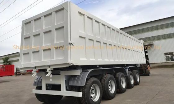 5 essieux hydraulique à décharge arrière semi-remorque bout de bascule avec Q345B / T700 Steel poutre principale