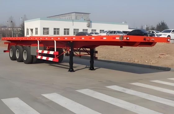 Container de transfert plat multifonctionnel semi-remorque à plat avec spécifications de pneus triangulaires