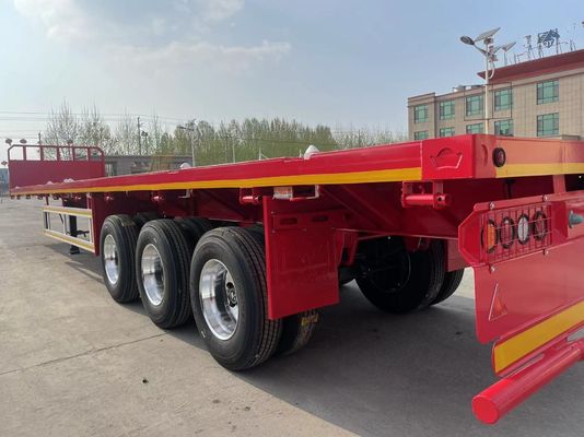 Container de transfert plat multifonctionnel semi-remorque à plat avec spécifications de pneus triangulaires