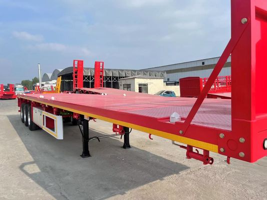 Container de transfert plat multifonctionnel semi-remorque à plat avec spécifications de pneus triangulaires