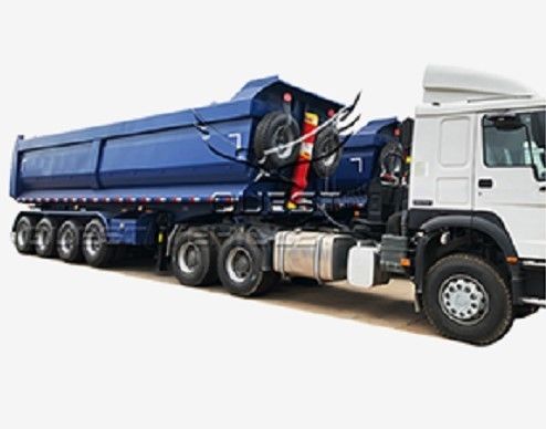 Semi-remorque à décharge arrière de 40 à 80 tonnes avec système de freinage double ligne et capacité de charge utile élevée
