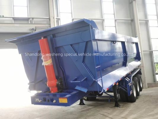 Q345B / T700 Arbre principal en acier à trois essieux semi-remorque hydraulique arrière bleue pour Wosheng