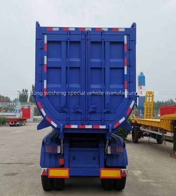 Wosheng 3/4/5 essieux bleu hydraulique arrière décharge semi-remorque bout de basculement pour le transport