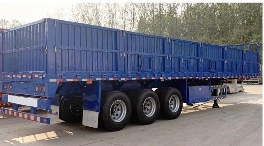 3 essieux 50 tonnes paroi latérale semi-remorque transport de marchandises avec pneu 12.00R22.5 optionnel