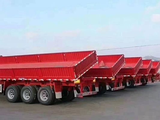 Wosheng Tri-Axle Side Dump Trailer avec ascenseur hydraulique et dimensions 13000*2550*2900mm