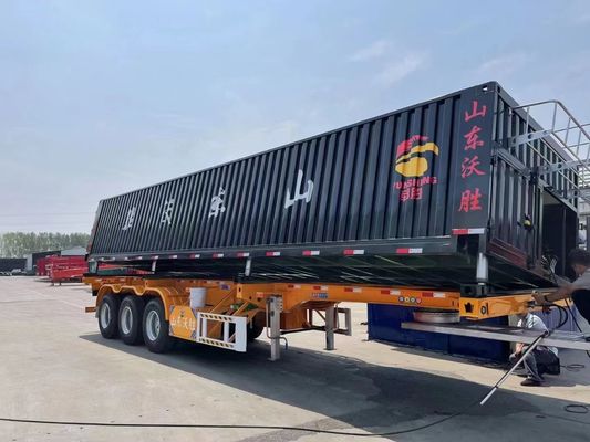 WS Transport de pierre Durable 3 essieux 50 tonnes Side Dump Truck Semi-remorque pour la solution