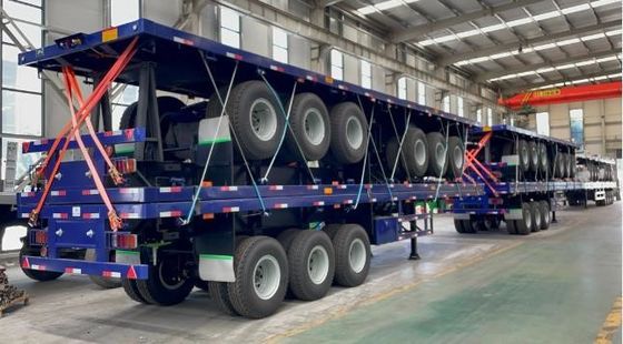 Semi-remorque à plateau de 40 à 60 tonnes à 3 essieux personnalisable pour le transport de conteneurs
