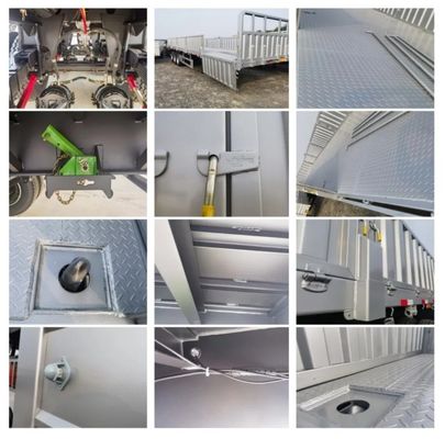 Semi-remorque à paroi latérale à 3/4 d'essieu, remorque à plateau en carton à palettes avec pneus 12.00R22.5