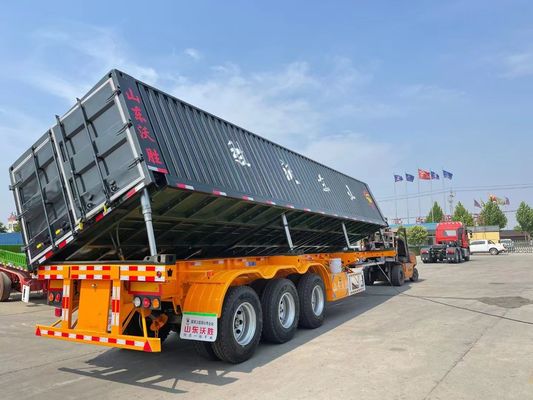 Trailers à bascule latérale à trois essieux lourds avec élévation hydraulique et fonction de décharge latérale