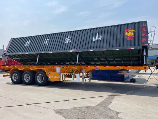 Trailers à bascule latérale à trois essieux lourds avec élévation hydraulique et fonction de décharge latérale