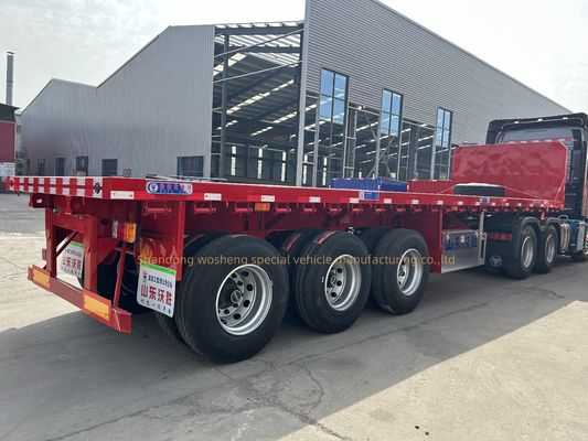 Semi-remorque à plateau à poutre principale en acier durable Q345B pour le transport de conteneurs de 20 pieds 40 pieds