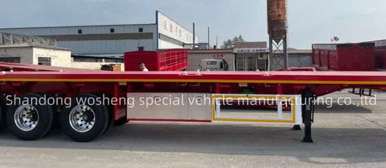 Semi-remorque à plateau à poutre principale en acier durable Q345B pour le transport de conteneurs de 20 pieds 40 pieds
